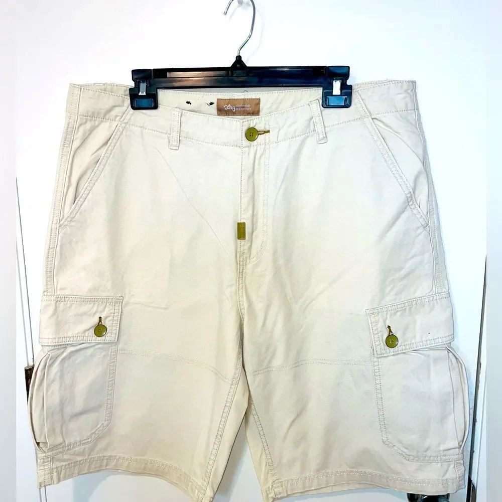 LRG roots generation mens khaki cargo pocket shorts sz 36 - Picture 1 of 9